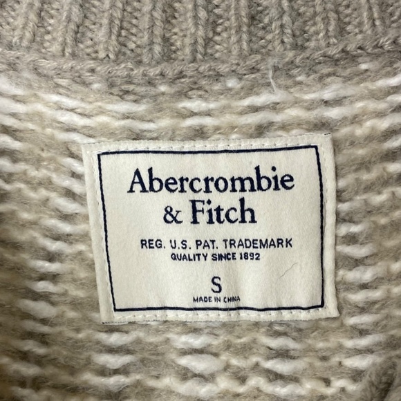 ABERCROMBIE & FITCH Wool Blend Fair Isle Nordic Cardigan Sweater Gray Pink S - Picture 14 of 16